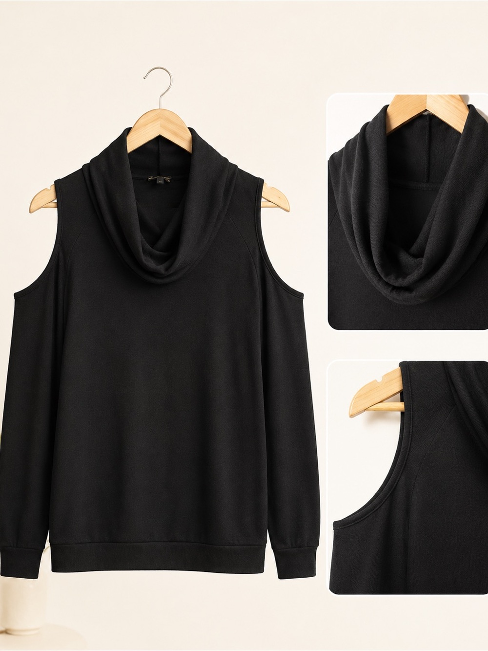 i jeans by Buffalo Black Sleeveless Cold-Shoulder Cowl Neck Sweater